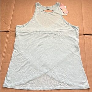 Blue Cut Out Sleeveless Tank Top